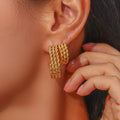 Wholesale Fashion Jewelry 18K Gold Plated Screw Twisted Earring Stainless Steel C Shaped Hoop Earrings for Women