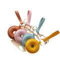 Creative PU Leather Doughnut Bread Keychain for Women Handmade Weaving Rope Knot Key Ring Luxury Car Keyring and Bag Charm