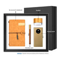 Hot Sale Customized Retro Leaf PU Notebook Set Solid Wood Sign Pen Voice Box & 10000mAh Wireless Power Bank Men's Gift Set MegaBDM