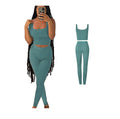 Ready to Ship 2024 Women's Summer Streetwear Solid Pattern for Lounge Wear Tank Top and Legging Set Short Length Clothing