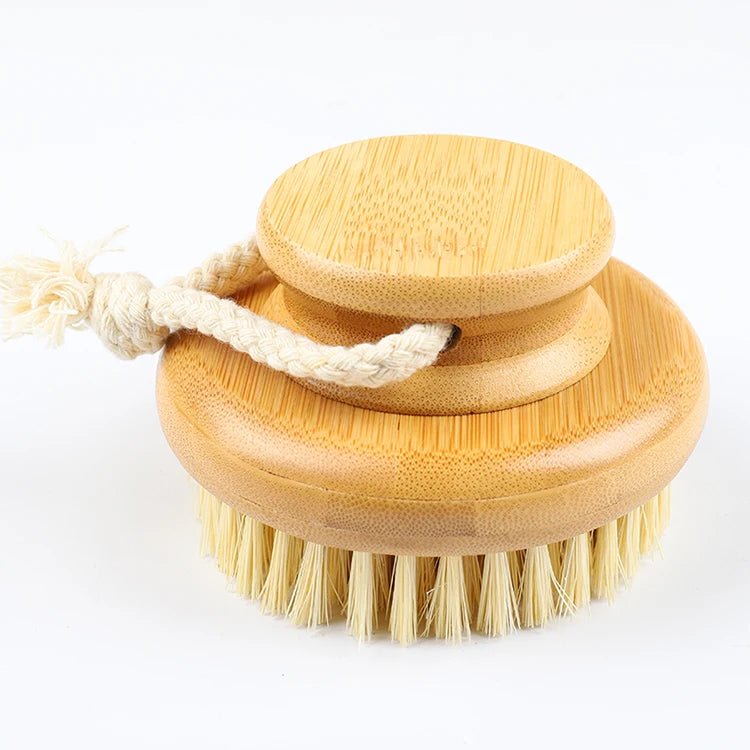 Wooden Scrub Body Brush Natural Beech Exfoliating Brush Sisal Dry Brush