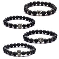 Gold Lion Head Men Bracelet Matte Volcano Lava Stone Bracelet for Women Men Fashion Bracelet Jewelry Animal