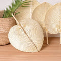 1Pcs Natural Raffia Handmade Palm Leaf Bamboo Fans Chinese Style Hand Weaving Fan for Summer Cooling Supplies Home Wall Decor