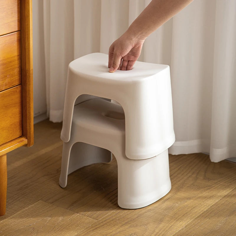 SHIMOYAMA Traditional Home Men's PP Plastic Stool Durable Thickened Anti-Slip Shoe Changing Stool for Bedroom Apartment Use