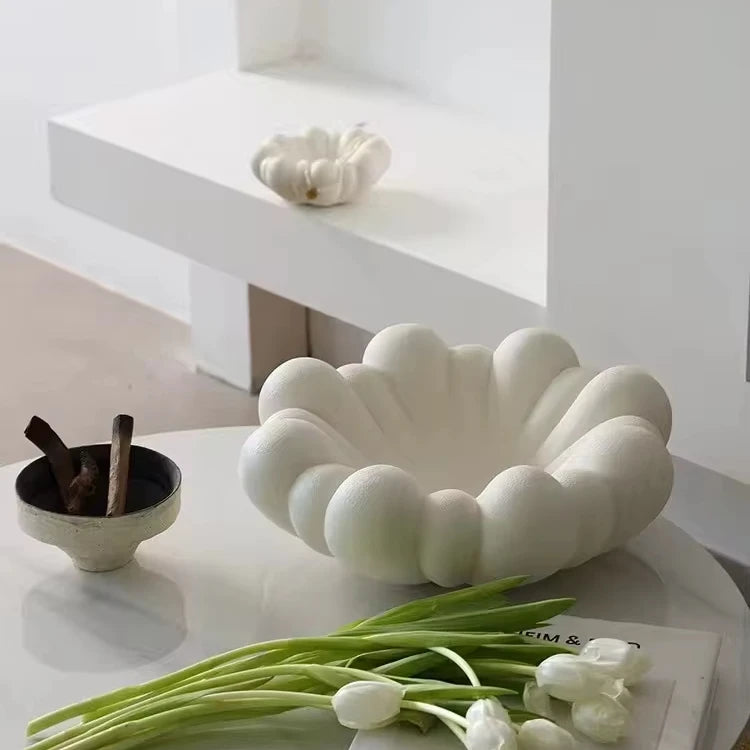 Simple Petal Fruit Plate Art Modern French Home Jewelry Storage Tray Cream Ornament Decorative Plate