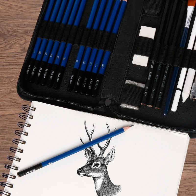 23pcs Nylon Bag Sketching and Drawing Pencil Set Kit for Art Enthusiasts