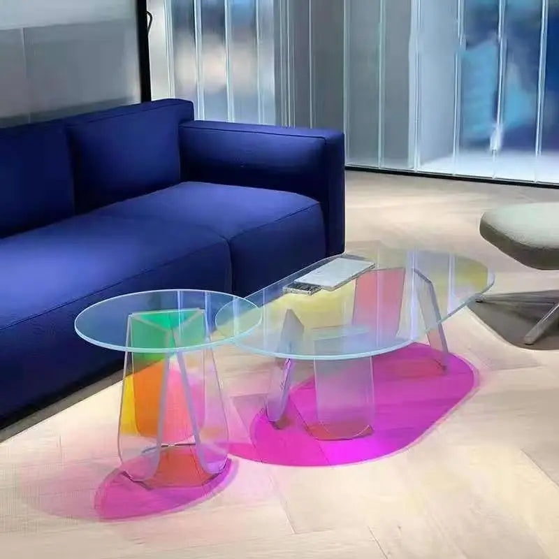 Acrylic Coffee & Dining Table Round Modern Design Customizable Size Transparent Design Portable Hotel Use