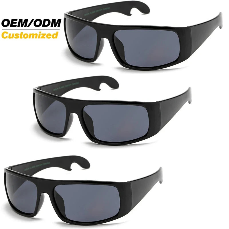Cheap Plastic Party Drinking Open Beer Bottle Opener Sun Glasses Sport Design with Strong Metal Logo Beer Sunglasses