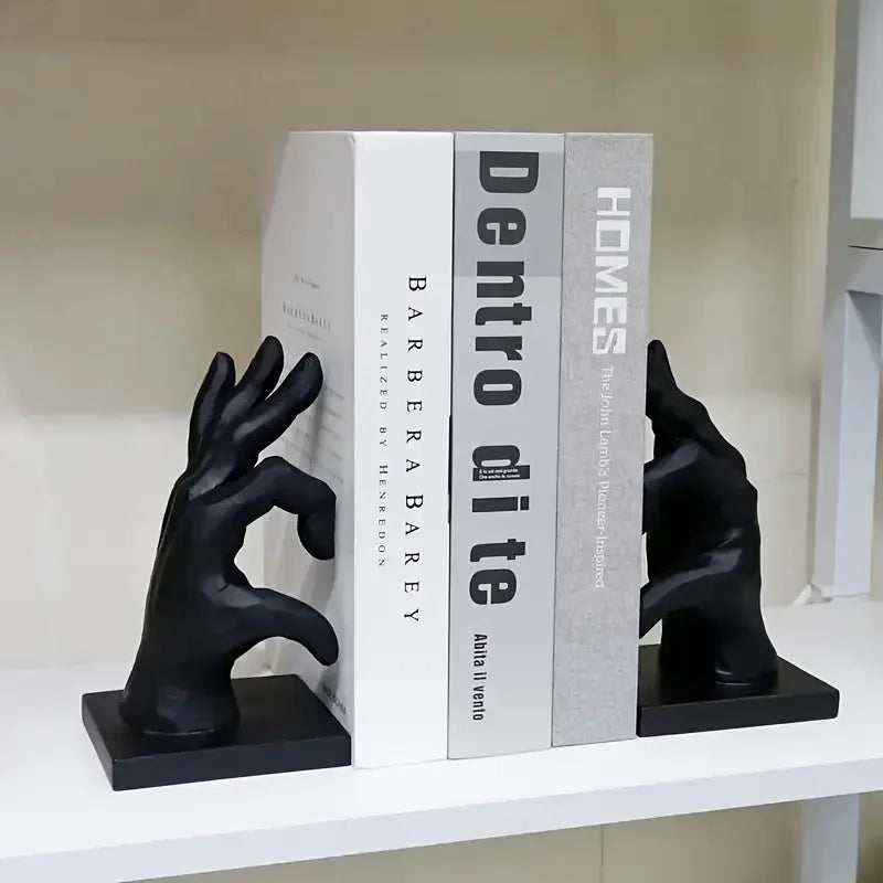 Resin Sculpture Holding Books Artistic Book Organizer Literary Desk Decor for Office Library