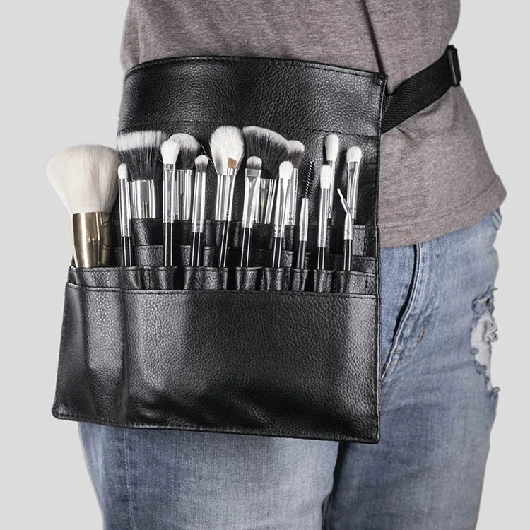 Factory Custom Professional Large Capacity Portable PU Fashion Cosmetic Makeup Brush Artist Bag with Cover Closure