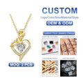 Romantic Rose Love Design Women's GRA VVS1 6.5mm 1 Carat Diamond Pendant 925 Sterling Silver Heart Moissanite Necklaces