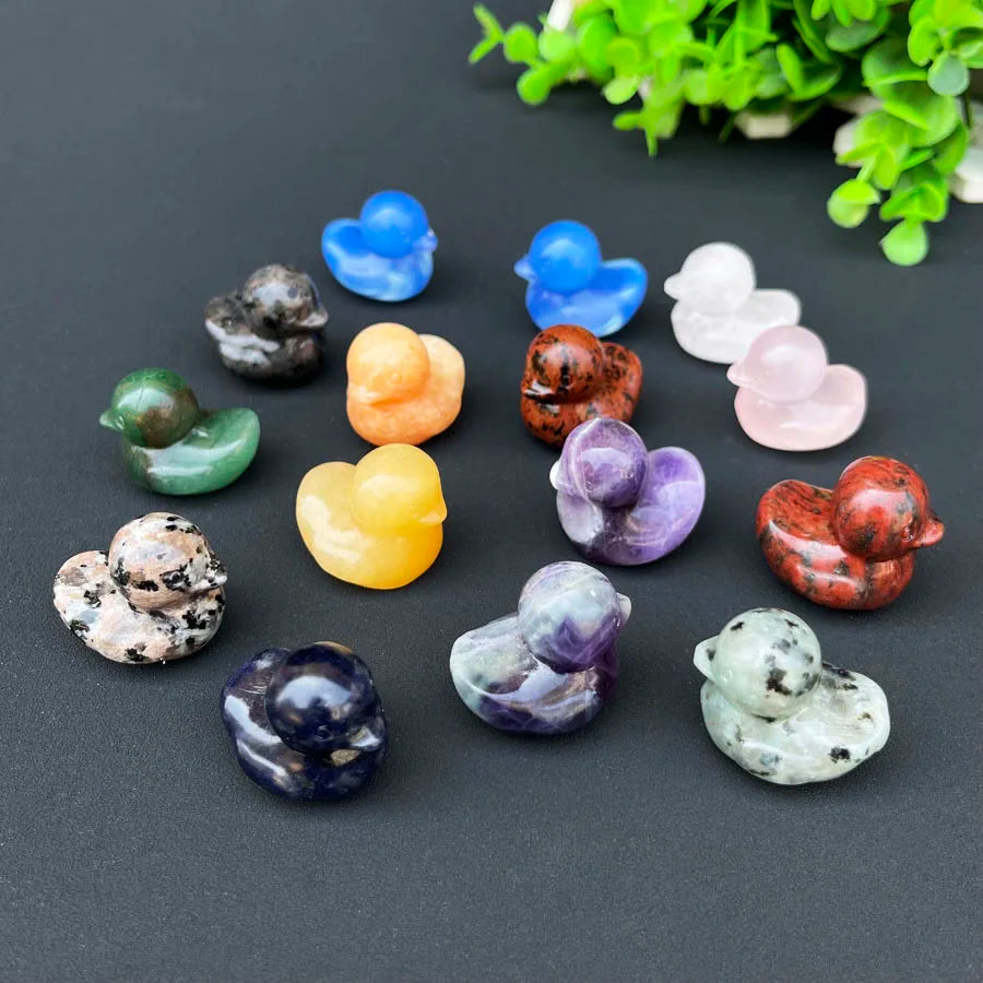 Wholesale Mixed Gemstone Animal Carvings Carved Mini Crystal Duck