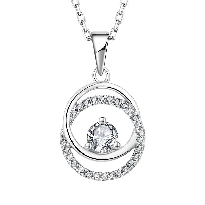 925 Sterling Silver Round Pendant Necklace Women'S 4.5mm D VVS1 Round Moissanite Fashion Pendant Clavicle Chain