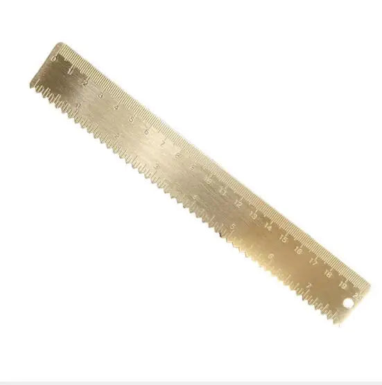 20cm Zig Zag Gold Color Thick Brass Ruler Copper Wave Edge Straight Ruler Custom Logo Metal Scale Ruler Tools for Students