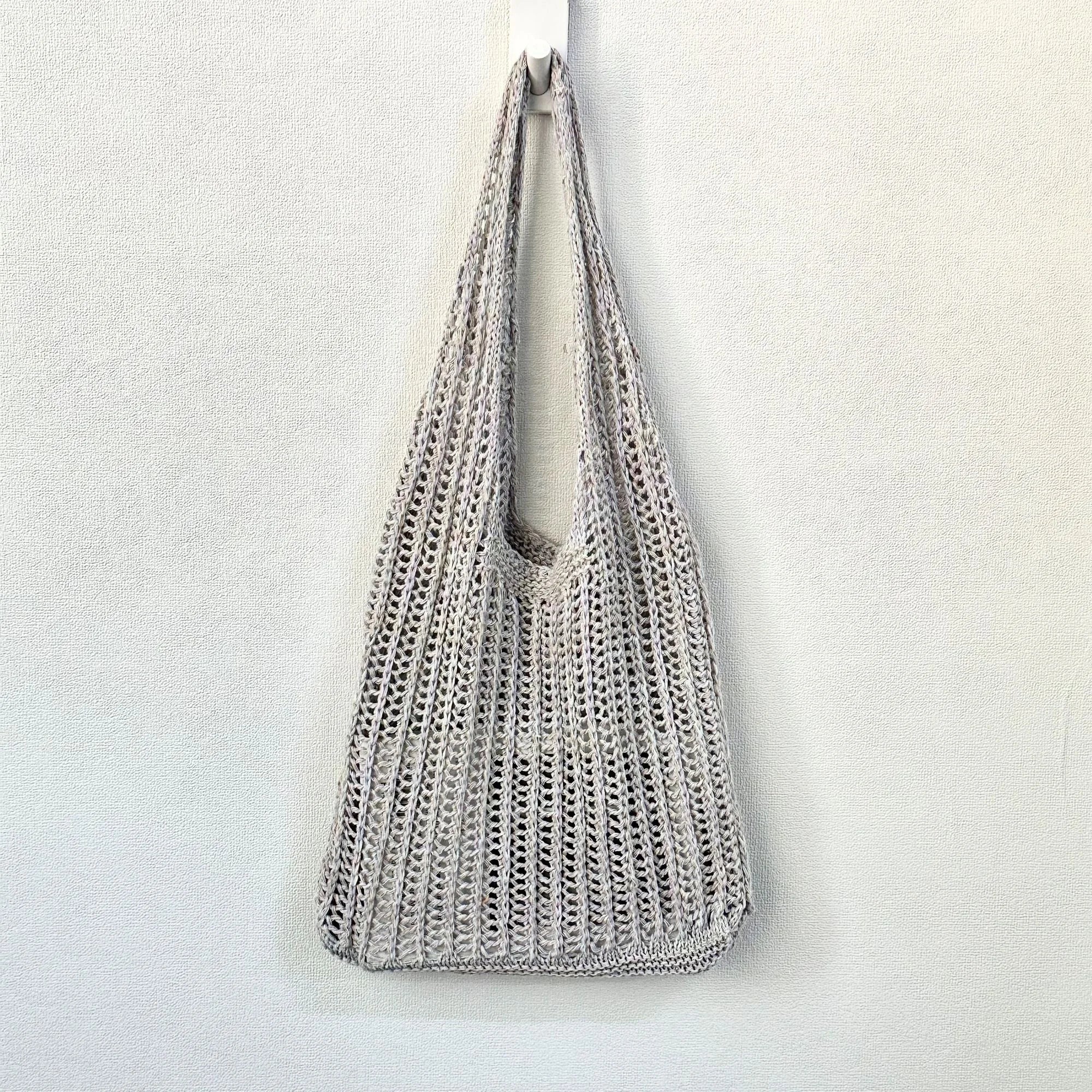 2023 Chic Summer Wholesale Durable Polyester Tote Bags Portable Mesh Crochet Open Beach Bags Hollow Knitted Reusable Shopping