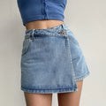 Y2K Style Women's High-waisted Denim Short Skirt Asymmetric Cutting Design Summer Casual Mini Dress
