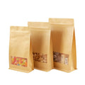 Environmentally Friendly Thick Kraft Paper StandUp Pouches with Window for NutsTea and Food Packaging