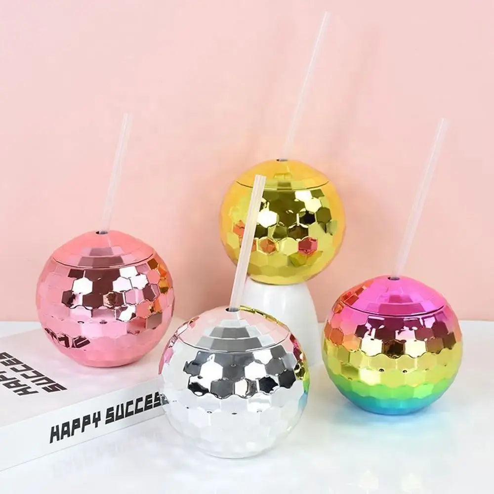 Wholesale Disco Ball Sippy Cup Flash Plastic with Electroplated for Bar Club KTV Ballroom Easter Drinkware with Lids for Girls