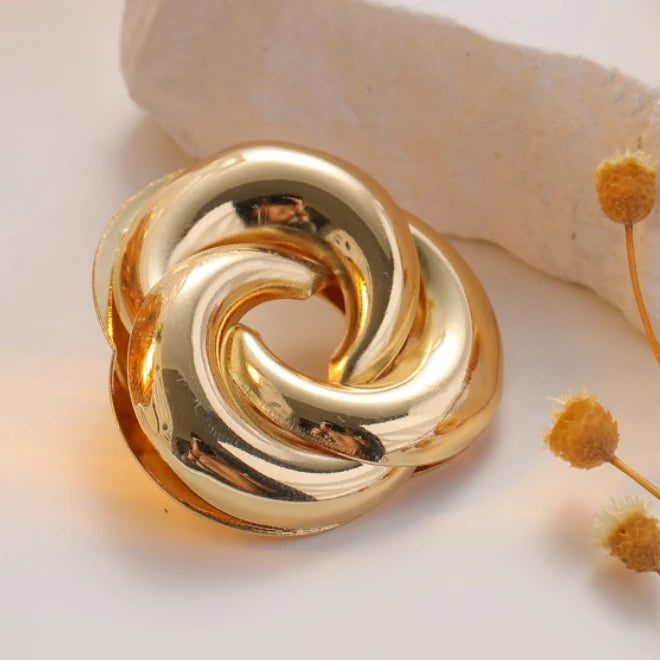 Minimalist Stud Earrings for Women Jewelry New Punk Fashion Gold Plated Matt Chain Flower Twist Knot