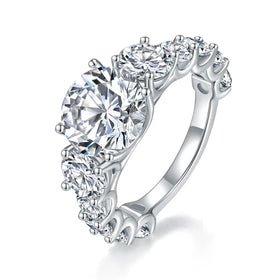 Grace 4CT Moissanite Engagement Ring 925 Silver Halo Round Wholesale Price 4 Carat Moissanite Diamond