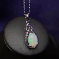 Wholesale 925 Sterling Silver Mom Natural Opal Pendant Necklace Custom Name Plate Jewelry for Mother's Day Rhodium & Gold Plated