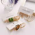VKME Wholesale Fashion Acrylic Pearl Crystal Gold Hoop Earrings Set Circle Butterfly Heart Flower Punk Earring for Women