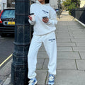 F230465 2025 Winter Custom Two Piece Hoodie Set for Women Long Fitness Joggers Pants Hoodies and Sweatpants for Women