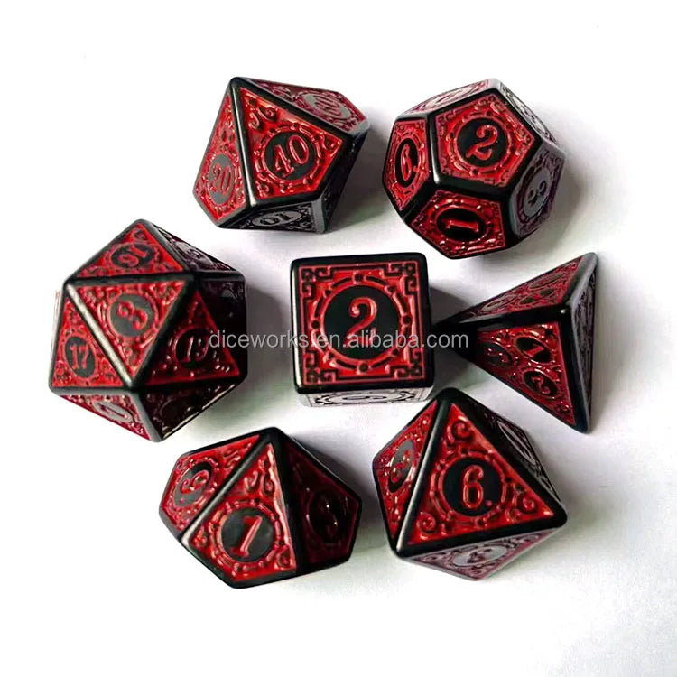 Dungeons and Dragons Decorative Vintage Pattern Acrylic Dice Set Bulk Polyhedral Plastic DND Dice