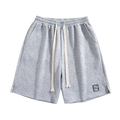 2022 Ins Summer Men's Sports Shorts Loose Outer Wear Retro Five Points Solid Pattern Mid Waist Casual Leisure Style Drawstring