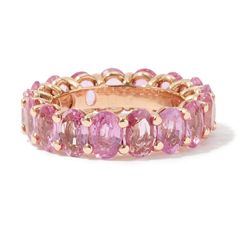 Gemnel 925 Silver Private Women Jewelry 0.1 Microns Gold Vermeil Rose Gold pink Eternity Band Rings