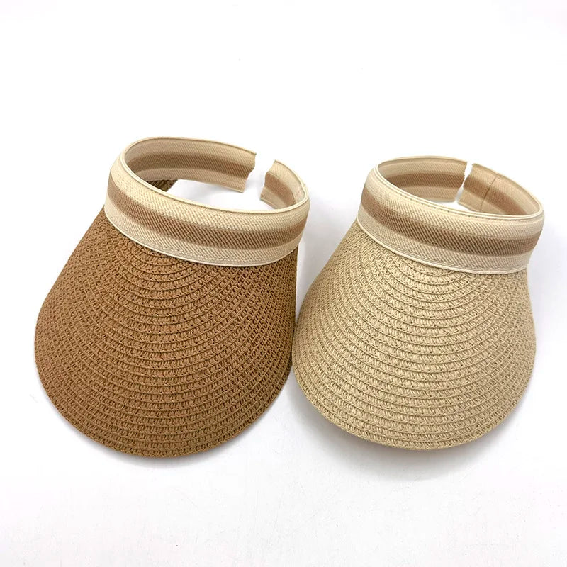 Sewingman B0228L Adjustable Raffia UV Protection Kids Beach Cap Straw Sun Visor Hat