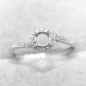 Sterling Silver 4mm/5mm/6mm/7mm Semi Mount Ring Frame Empty Blank Support Setting S925 Base Without Center Stone for Inlay DIY