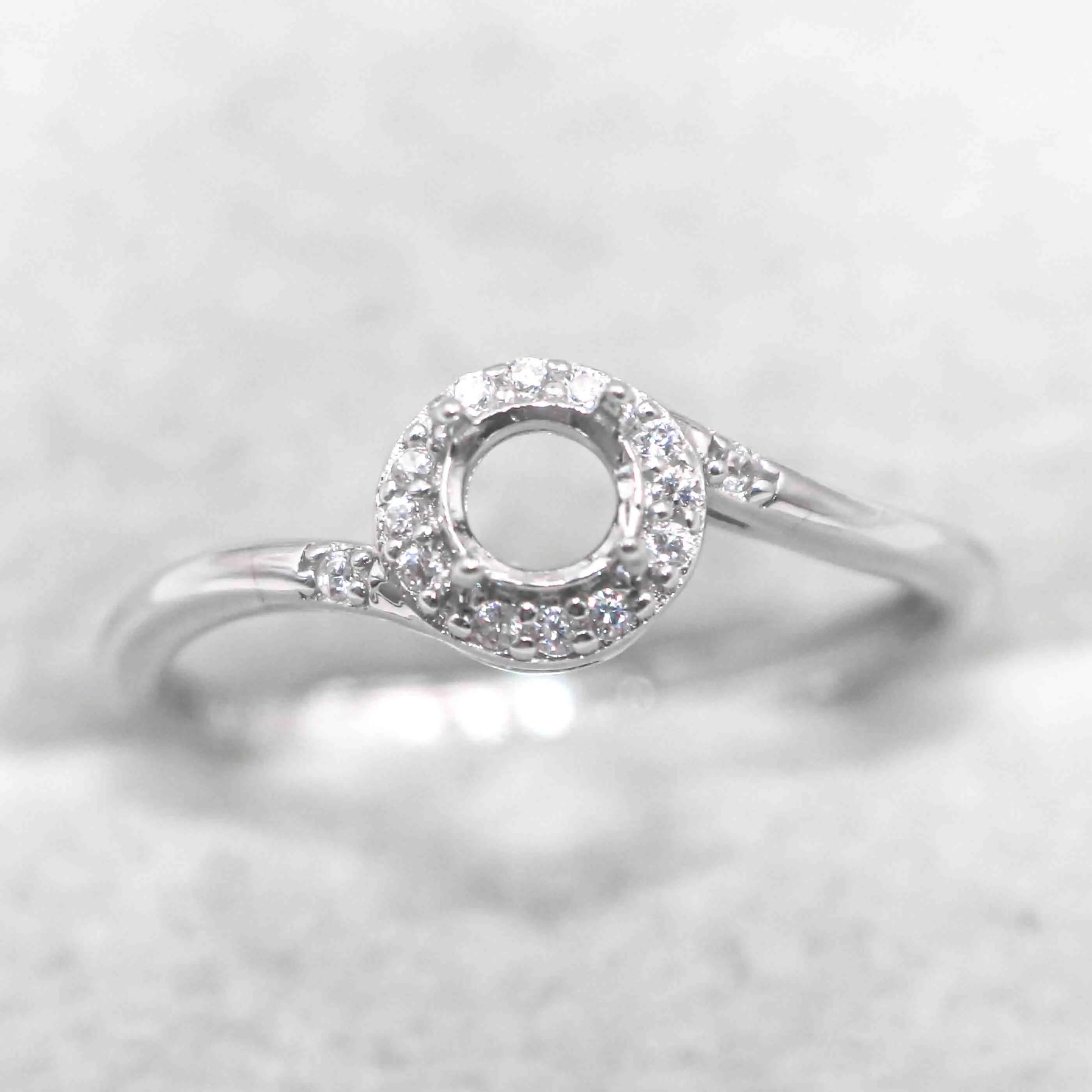 Sterling Silver 4mm/5mm/6mm/7mm Semi Mount Ring Frame Empty Blank Support Setting S925 Base Without Center Stone for Inlay DIY