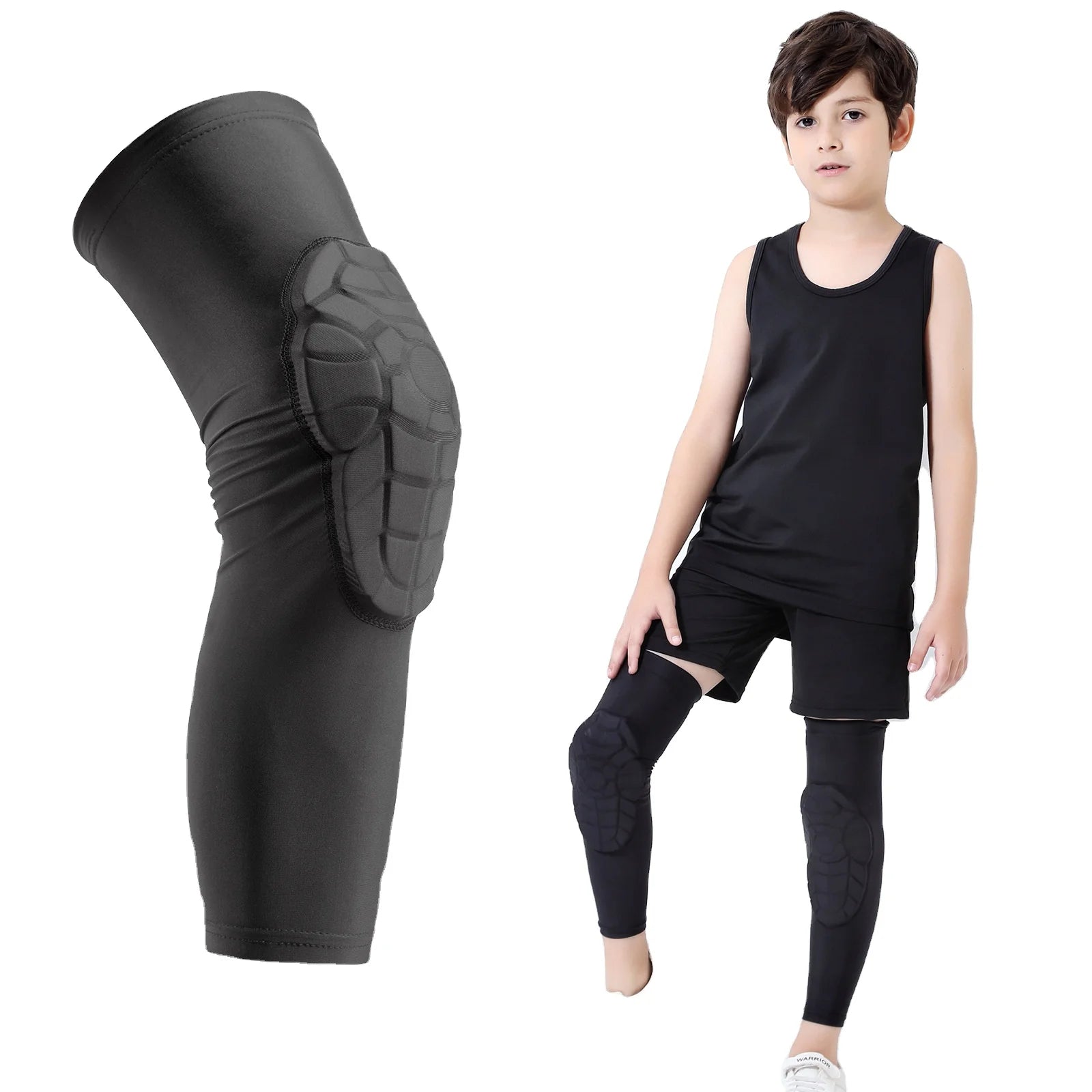 Kids/Youth 5-16 Years Sports Honeycomb Compression Knee Pad Elbow Pads Guards Protective Gear for Basketball Baseball Football