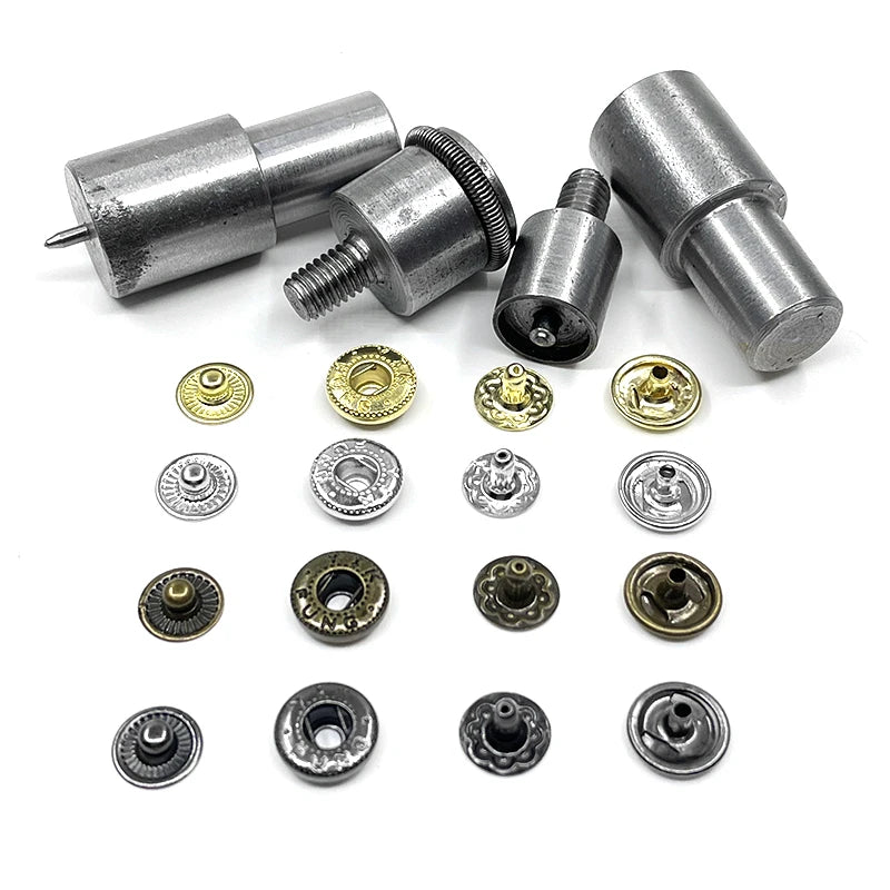 Pressure Snap Molds 10/12.5/15 mm Eyelets Leather Rivets Dies Metal Snaps Installation Tools Europe Button Machine (12 Mm+M 6)