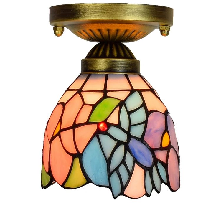 Tiffany Hummingbirds and Flowers Flush Surface Mount Ceiling Light Lamp Led Lights Price Panel Stained Glass Ceiling Lamp MegaBDM