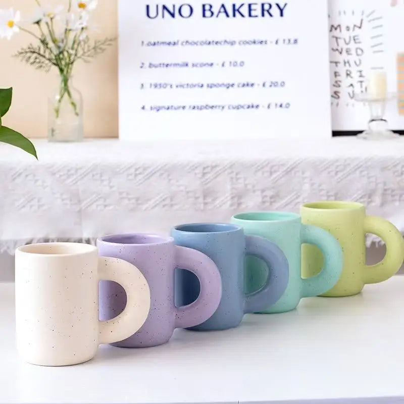 M Simple Design Ceramics Mugs Korean Style Coffee Cup Handle Household Breakfast Milk Oatmeal Tea Cup Drinkware Couple Cups Gift