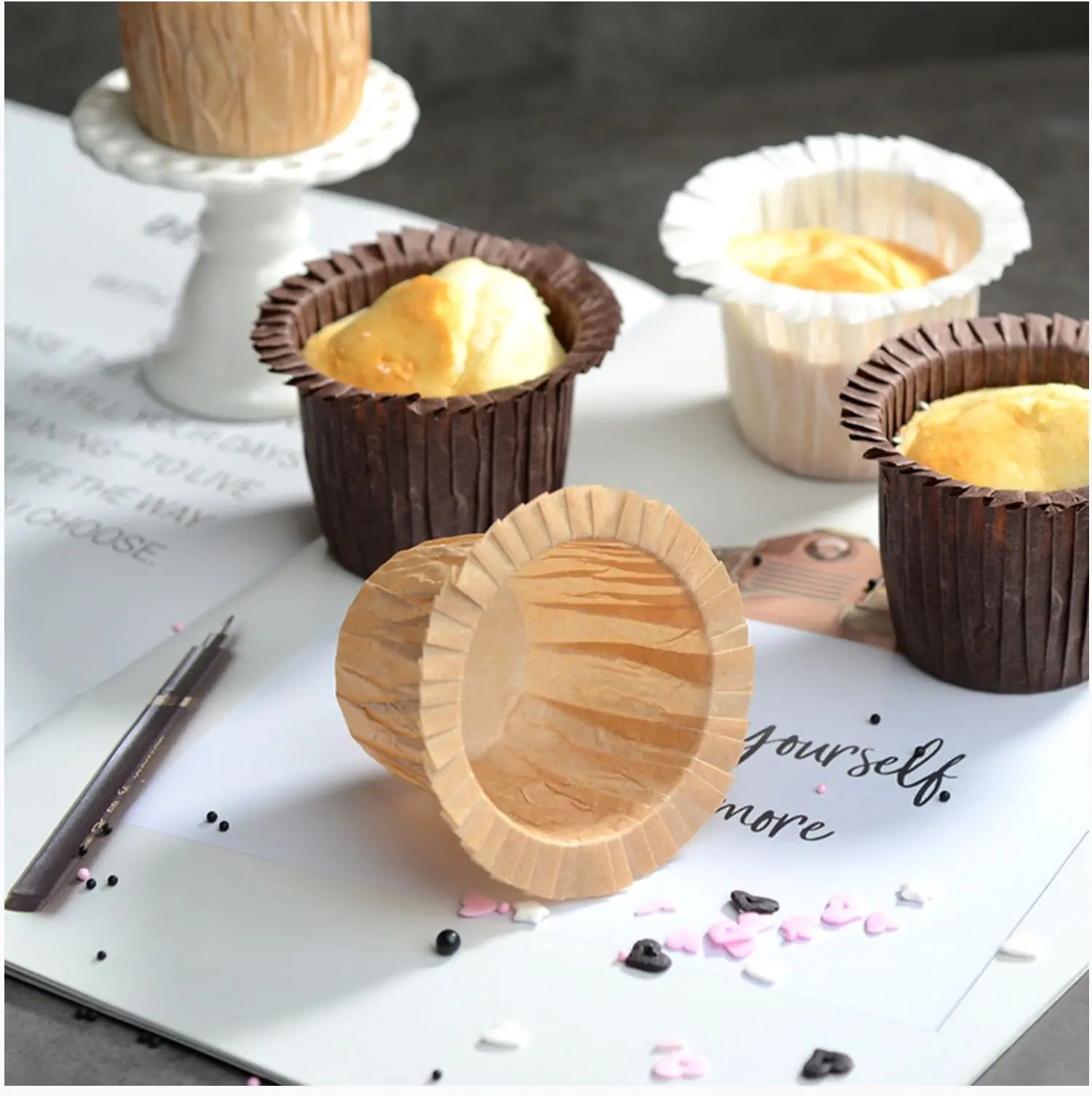 Free Sample Wholesale Disposable Soy Ink Printed Easy Separated Grease Proof Paper Capacillos Para Cupcakes