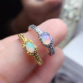 Wholesale 925 Sterling Silver 18K Gold Women's Ring Set with Natural Opal Oval Cut Diamond Classic Style for Wedding and Party