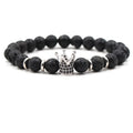 Best Selling Men's Trendy Crown Beaded for Bracelet with Natural Black Volcanic Lava Stone for Anniversaries