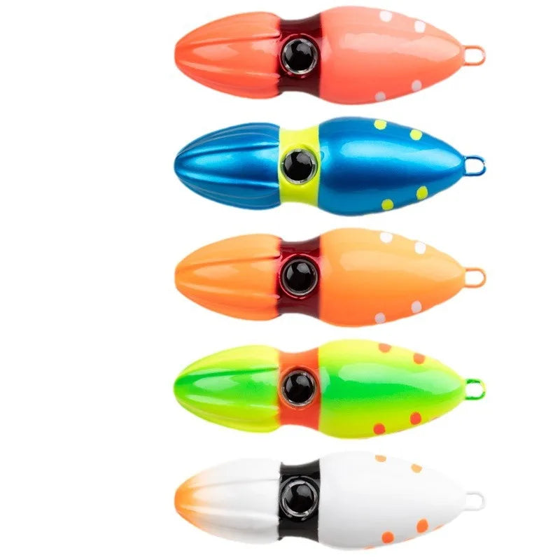 60g-150g Metal Gourd Head Saltwater Fish Jig Lure Slow Jigging Bass Red Snapper Blackhead 120g Printed Condition