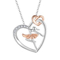 Fine Jewelry 925 Sterling Silver Cube Zircon Ballerina Dancer Lovers Heart Pendant Necklace Diamond Rose Parties Engagements