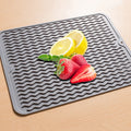 Popular 40x30cm Easy to Clean Save Space Rectangle Wavy Grain Multifunction Silicone Dish Drain Drying Mats With Hole