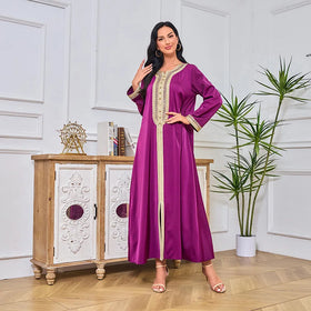 Wholesale Borka Modish Exquisite Long Sleeve Abaya Muslim Dress for Women Latest Embroidery Dubai Traditional Clothing