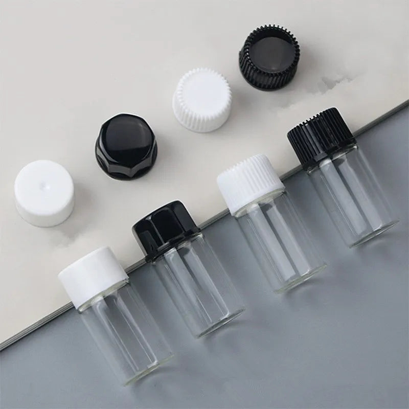 1ml 2ml 3ml 4ml 5ml Transparent Small Vial Glass Essential Oil Bottle With Octagonal Lid and Ribbed Cap