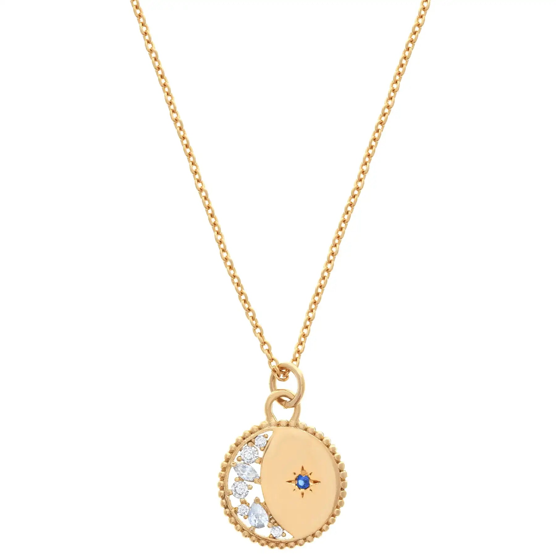 Laodun New Arrivals Fine Jewelry S925 Silver Necklace Elegant Simple Star Moon Pendant Chain Sterling Silver Necklace Vermeil