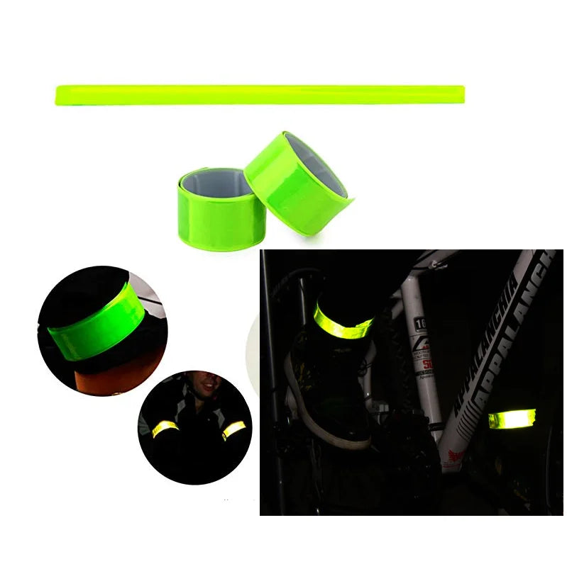 High Visibility Fashion Pvc Fluorescent Yellow Security Roadway Safety Reflective Armband Bracelets Slap Wrap Snap Band on Arm