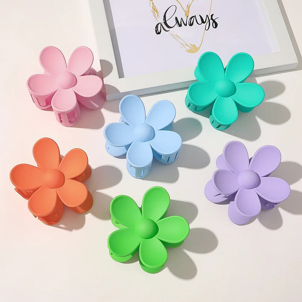 Genya Big Flower Plastic Nonslip Strong Hold Hair Jaw Clips Hairpin Candy Color Grab Disk Claw for Thick Hair Hair Decoration