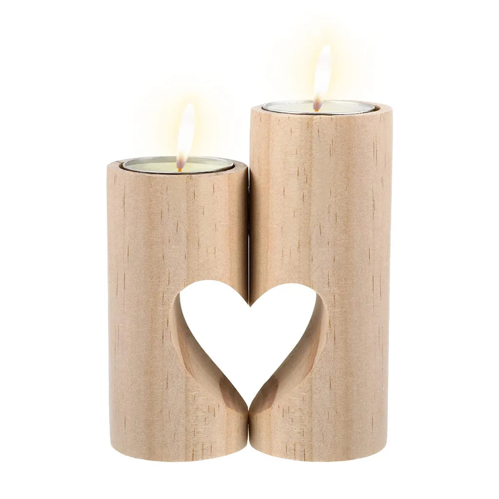 Woman Wife Wedding Bougie Romantic Decorative Crafts Candlestick Heart Shape Wooden Tealight Tea Light Wood Candle Holder