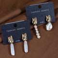 Relief Irregular Retro Temperament Copper Gold Plated Natural Freshwater Pearl Baroque Silver Bar Earrings Original Wholesale